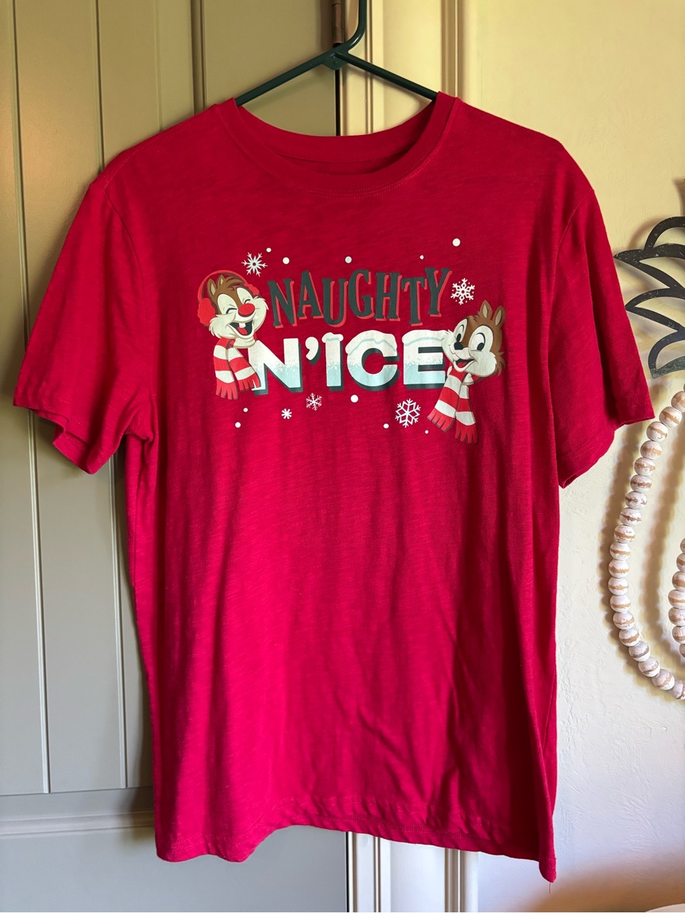 Disney chip Dale Christmas holiday naughty nice tee, clothes